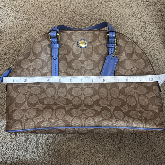 Coach Brown and Blue Satchel with Signature Monogram - Picture 4 of 11